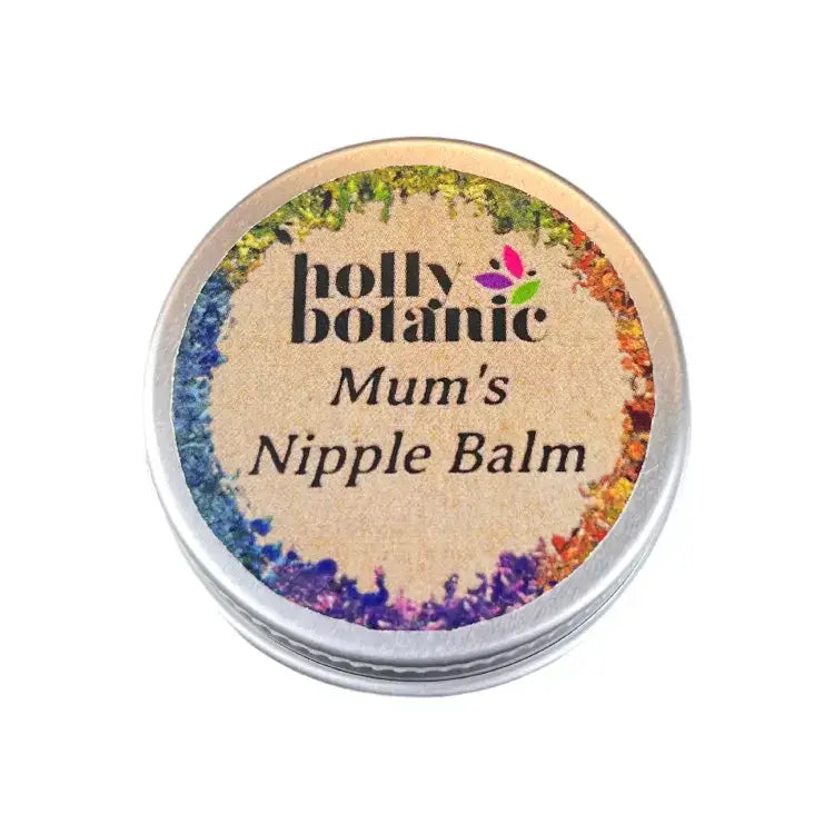 Mum's Nipple balm. natural cruelty free and vegan friendly balm designed for sore nipples. Aluminium tin, closed