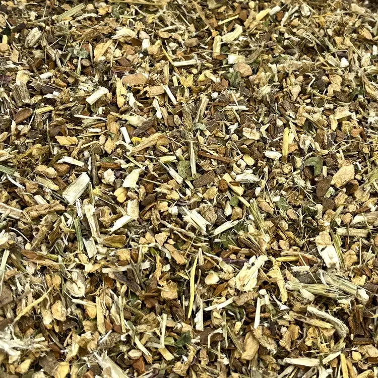 Close up of loose Soothe tisane showing ingredients