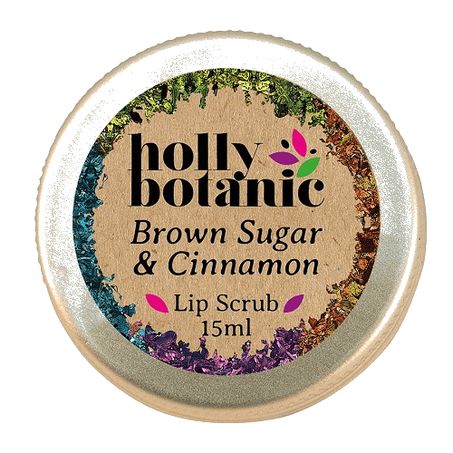 Brown sugar and cinnamon lip scrub, lid on 