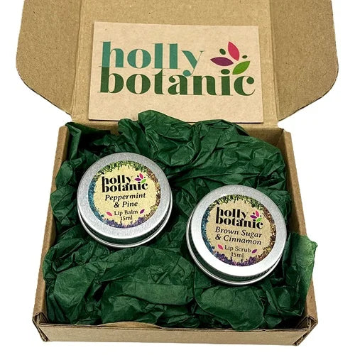 Lip love gift set packaged in a cardboard box