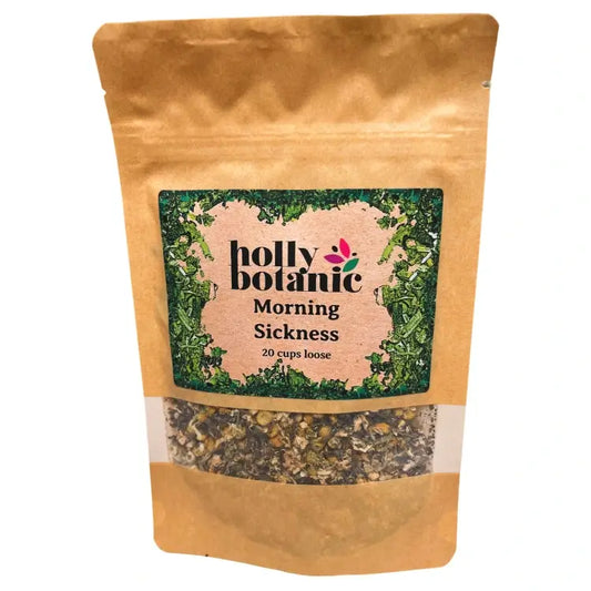A blend of natural herbs considered safe during pregnancy to ease nausea and morning sickness. Supplied in a recyclable pouch.