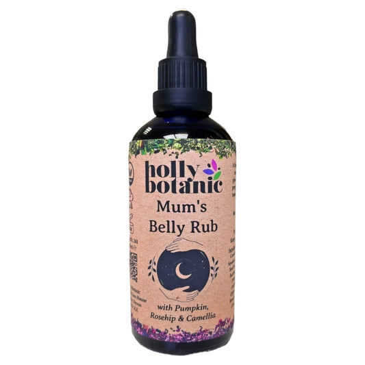 Mum's Belly oil is a blend of natural plant oils to target stretch marks and tone skin. Designed for bellies. Supplied in a recyclable glass bottle with pipette.