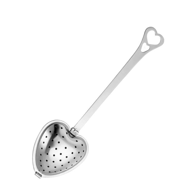 Stainless steel heart tea or tisane infuser designed for use with loose tea. Main image.