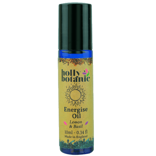 Energise roll-on oil for pulse points, lid on. 